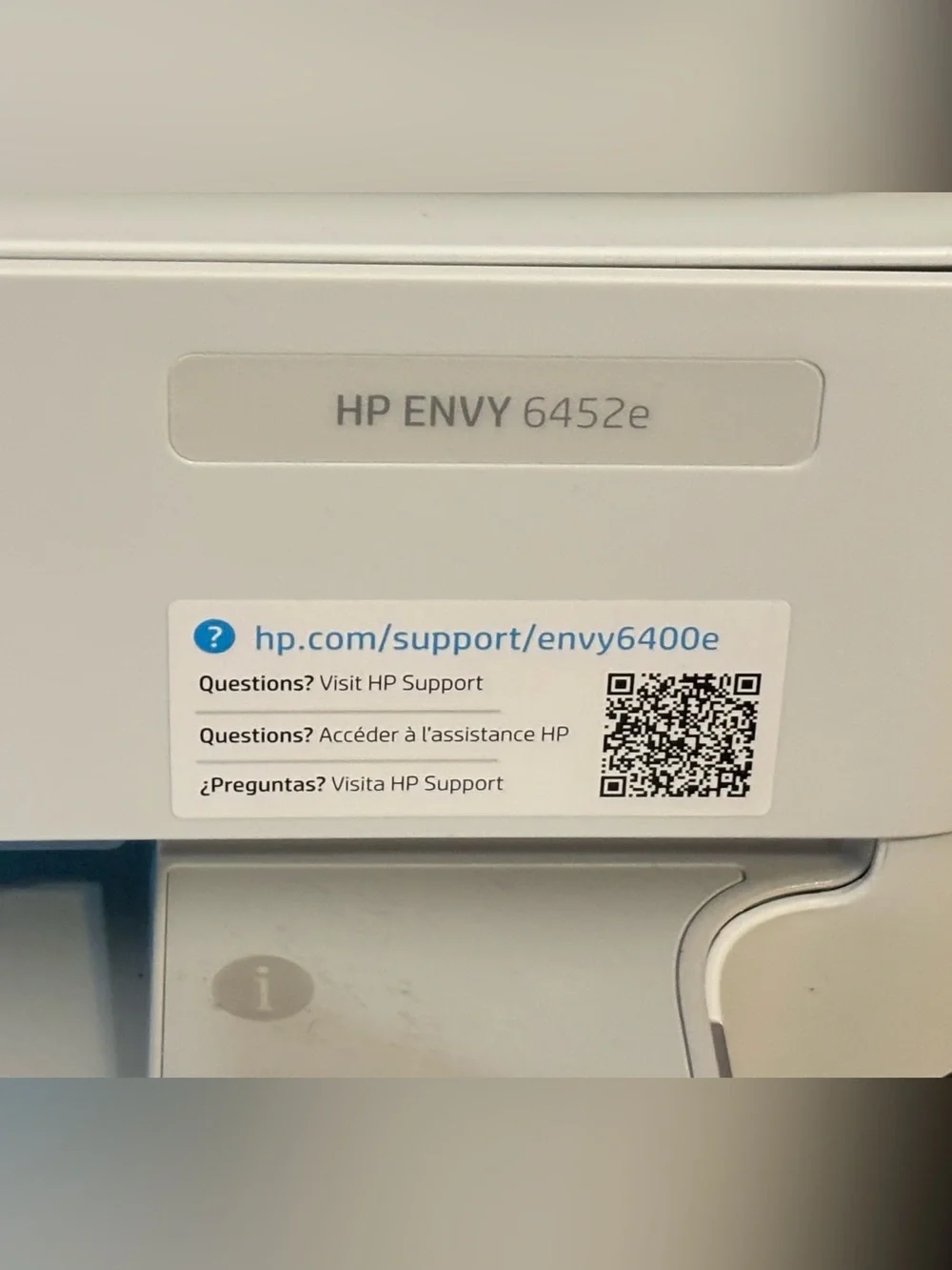 HP ENVY 6452e Printer in Light Gray with Blue Accent
